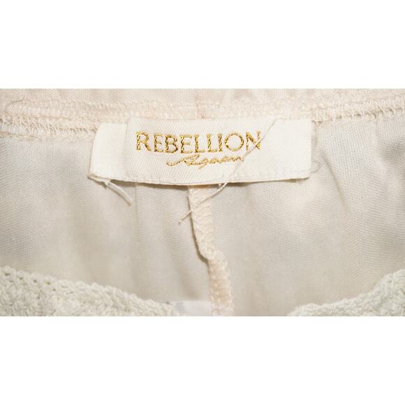 Rebellion Again Blue Cream Crochet Knit Two Piece Set Tank Top & Shorts Size L - Picture 6 of 9